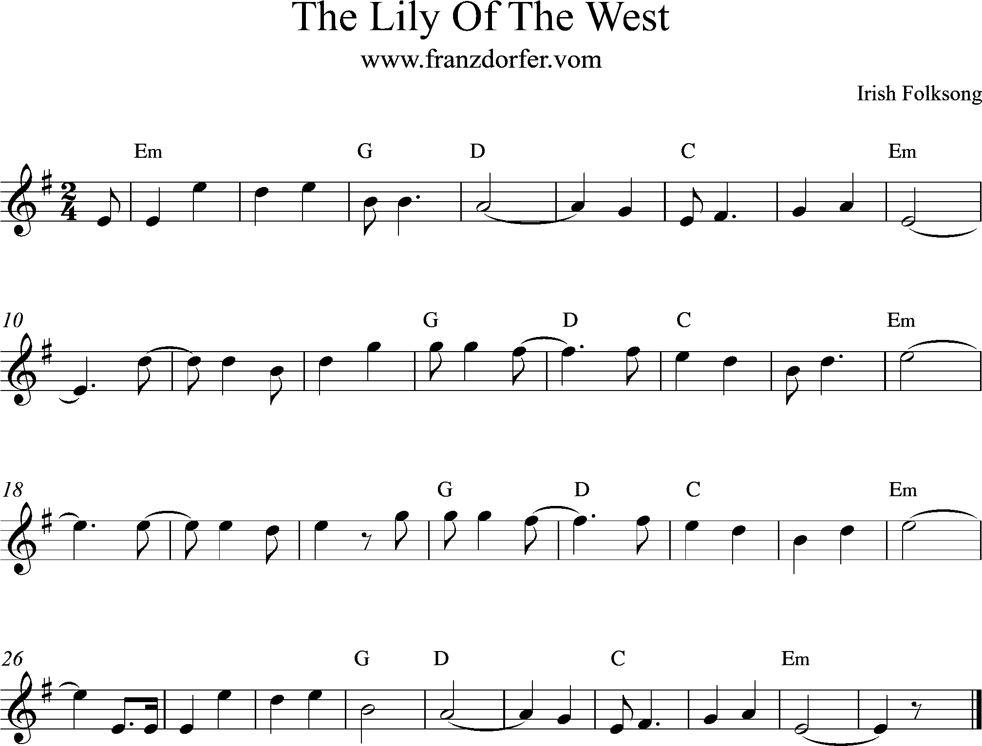 sheetmusic-em, The Lily of the West